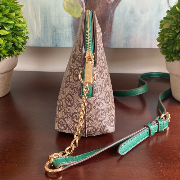 ANNE KLEIN BROWN AND GREEN LOGO CROSSBODY BAG NWT - Picture 12 of 17